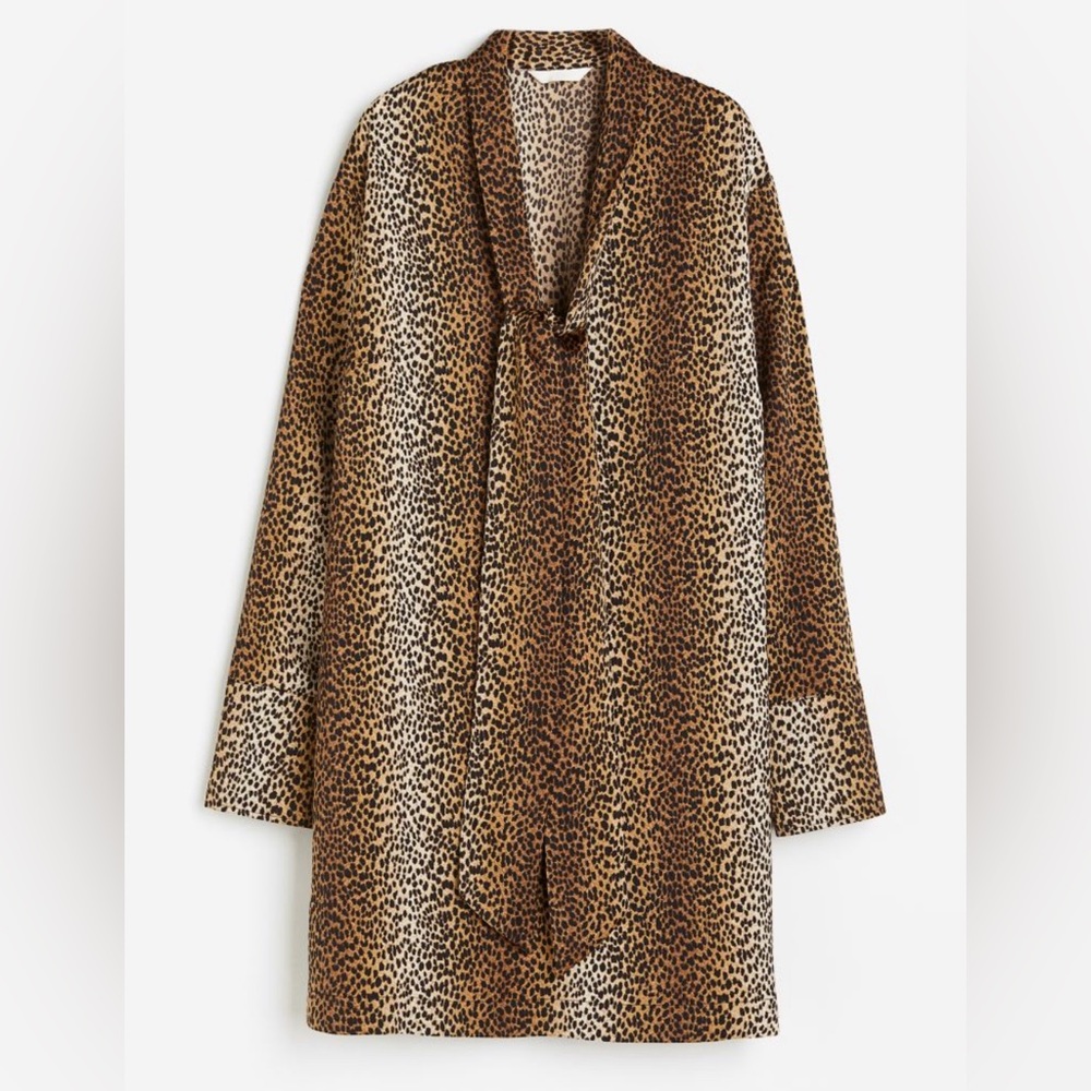 H&M BRAND NEW WITH TAGS Leopard print tie detail satin dress SIZE XS